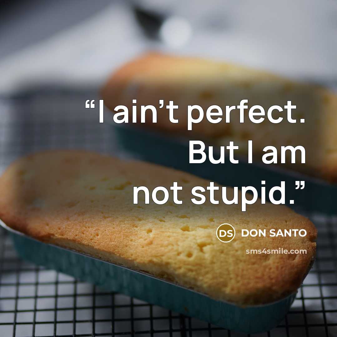 “I ain’t perfect. But I am not stupid.” quote by DON SANTO