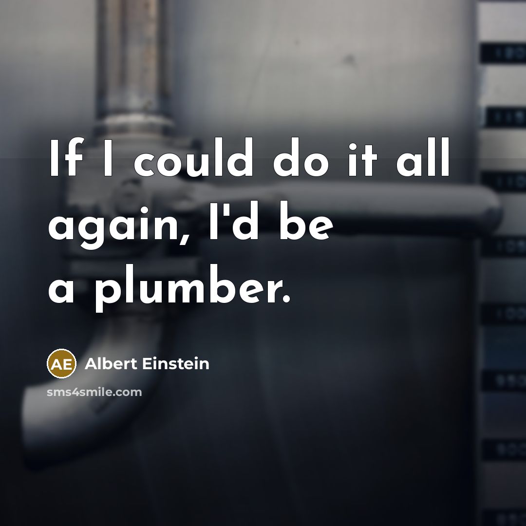 “If I could do it all again, I'd be a plumber.” quote by Albert Einstein