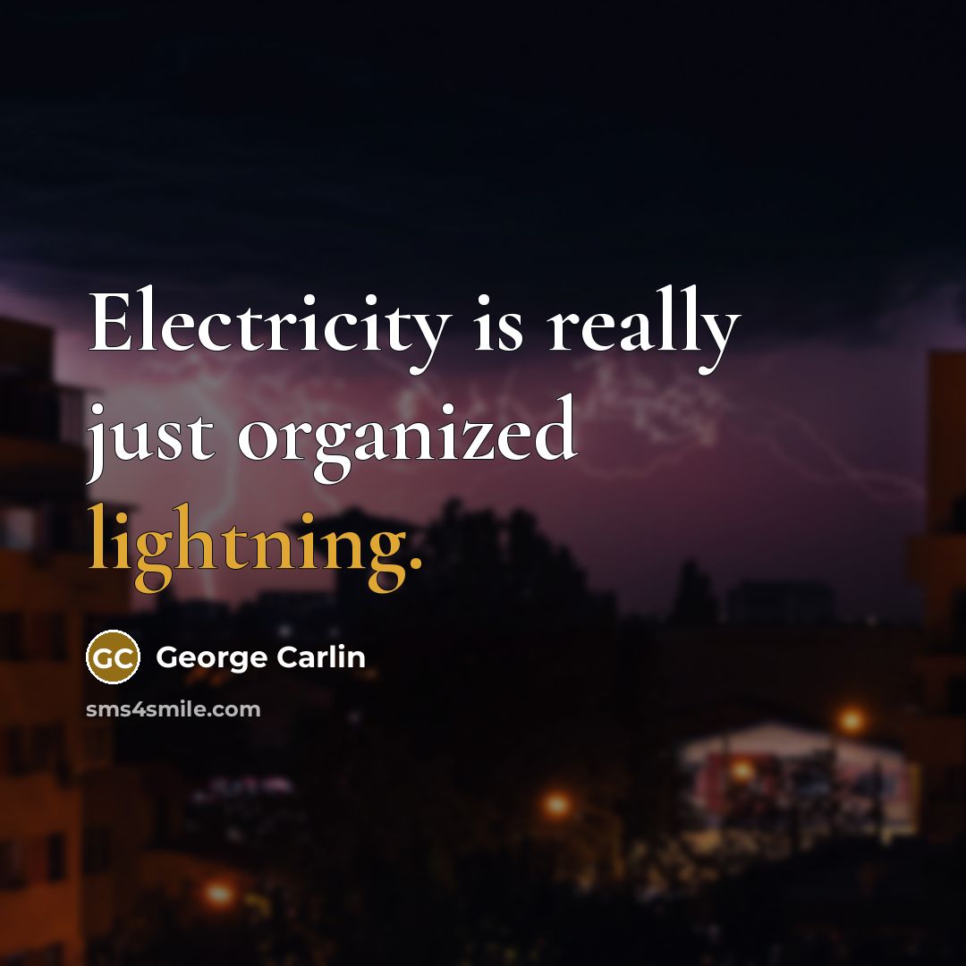 “Electricity is really just organized lightning.” quote by George Carlin