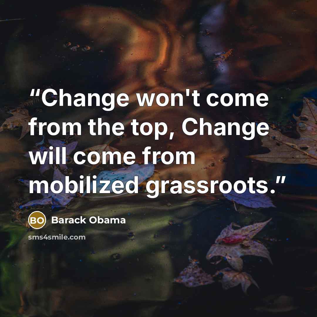 “Change won't come from the top, Change will come from mobilized grassroots.” quote by Barack Obama