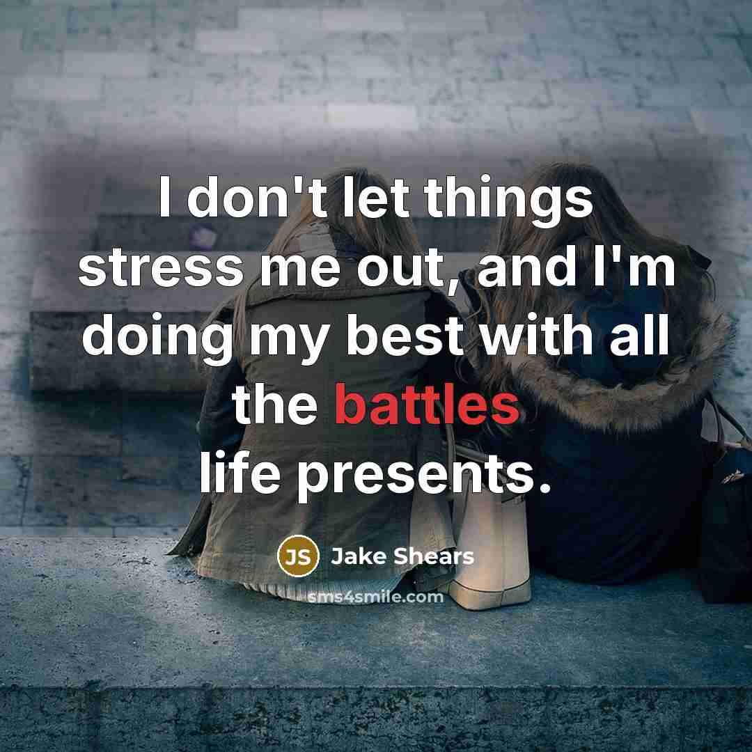 “I don't let things stress me out, and I'm doing my best with all the battles life presents.” quote by Jake Shears
