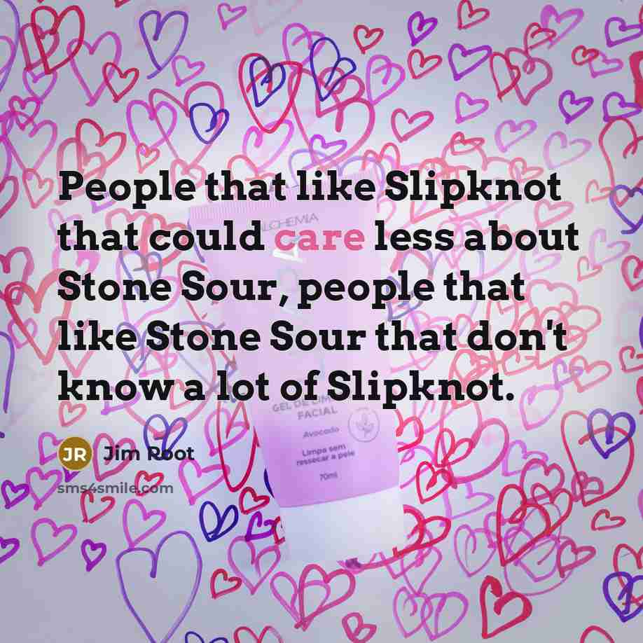 “People that like Slipknot that could care less about Stone Sour, people that like Stone Sour that don't know a lot of Slipknot.” quote by Jim Root