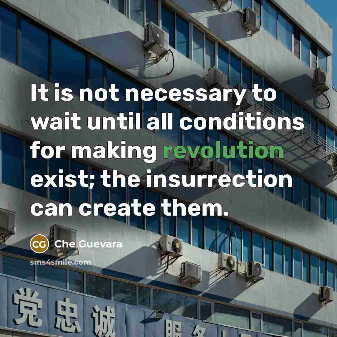 “It is not necessary to wait until all conditions for making revolution exist; the insurrection can create them.” quote by Che Guevara