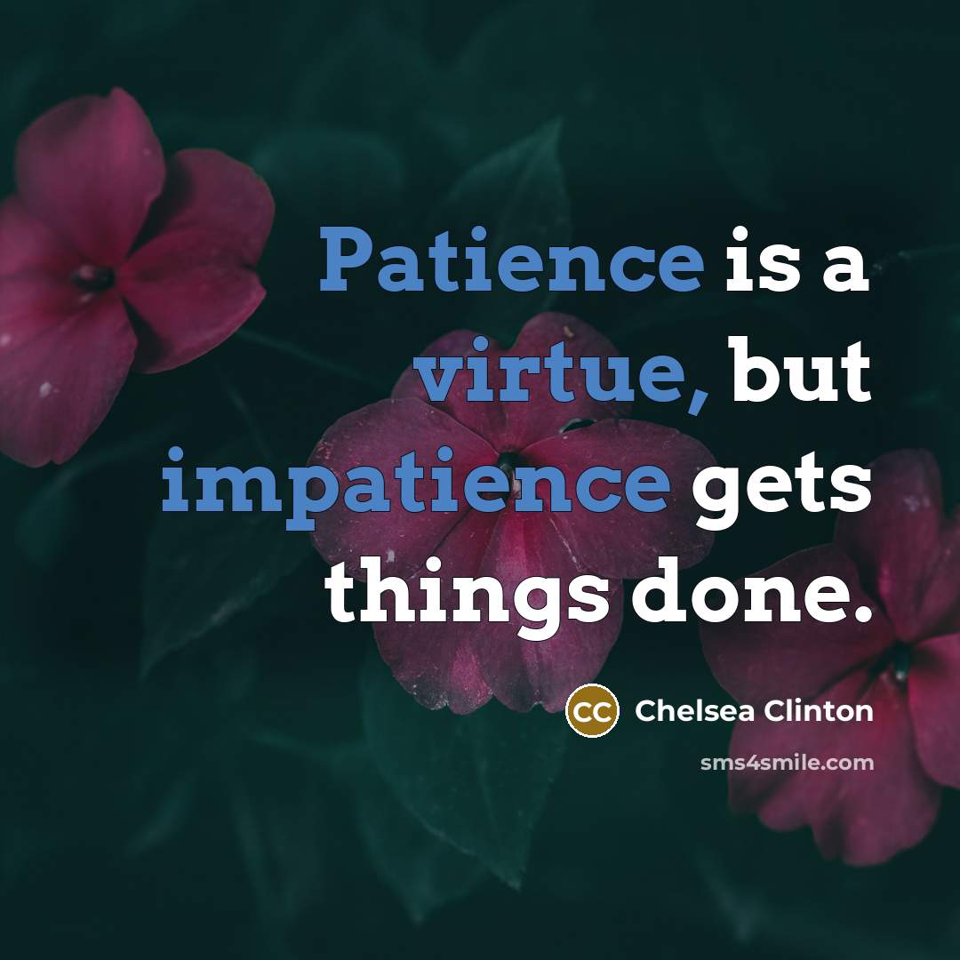 “Patience is a virtue, but impatience gets things done.” quote by Chelsea Clinton