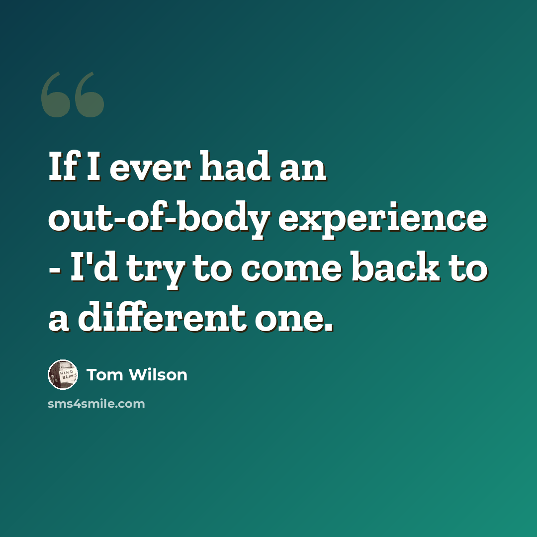 “If I ever had an out-of-body experience - I'd try to come back to a different one.” quote by Tom Wilson
