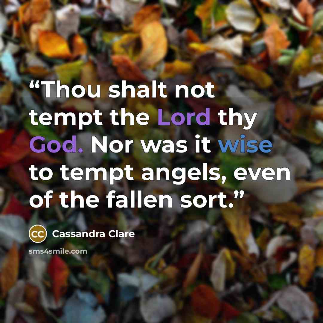 “Thou shalt not tempt the Lord thy God. Nor was it wise to tempt angels, even of the fallen sort.” quote by Cassandra Clare