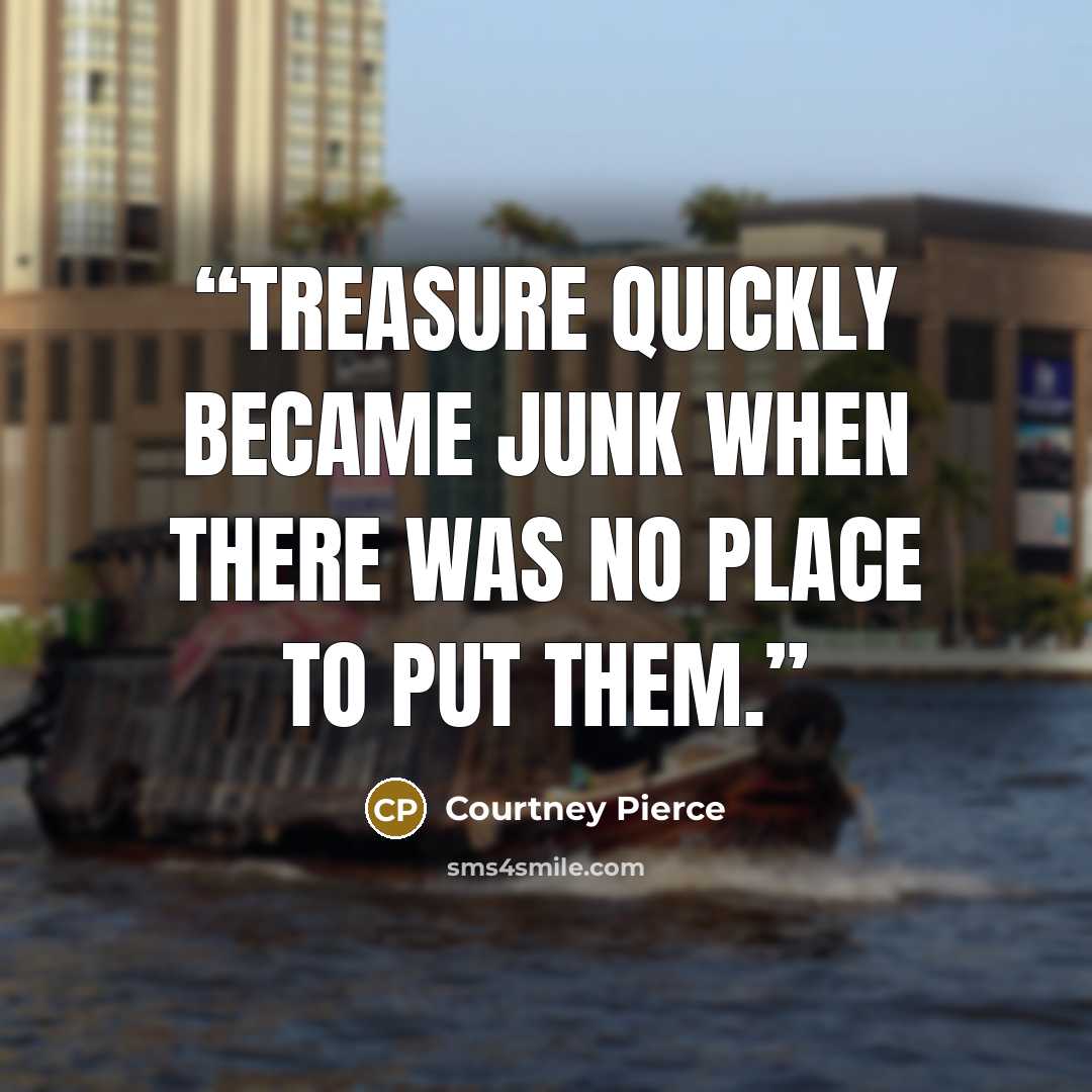 “Treasure quickly became junk when there was no place to put them.” quote by Courtney Pierce