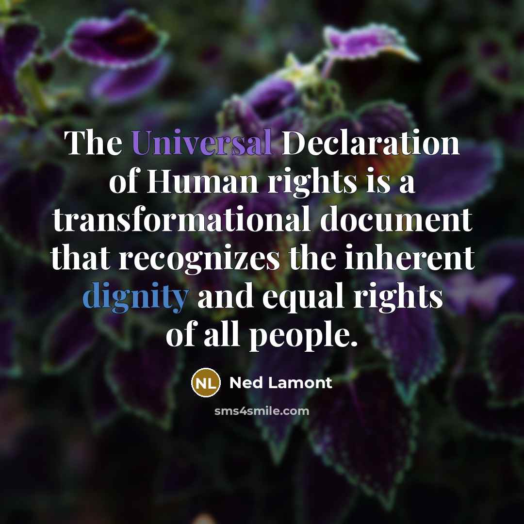 “The Universal Declaration of Human rights is a transformational document that recognizes the inherent dignity and equal rights of all people.” quote by Ned Lamont