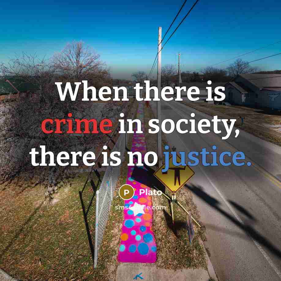 “When there is crime in society, there is no justice.” quote by Plato