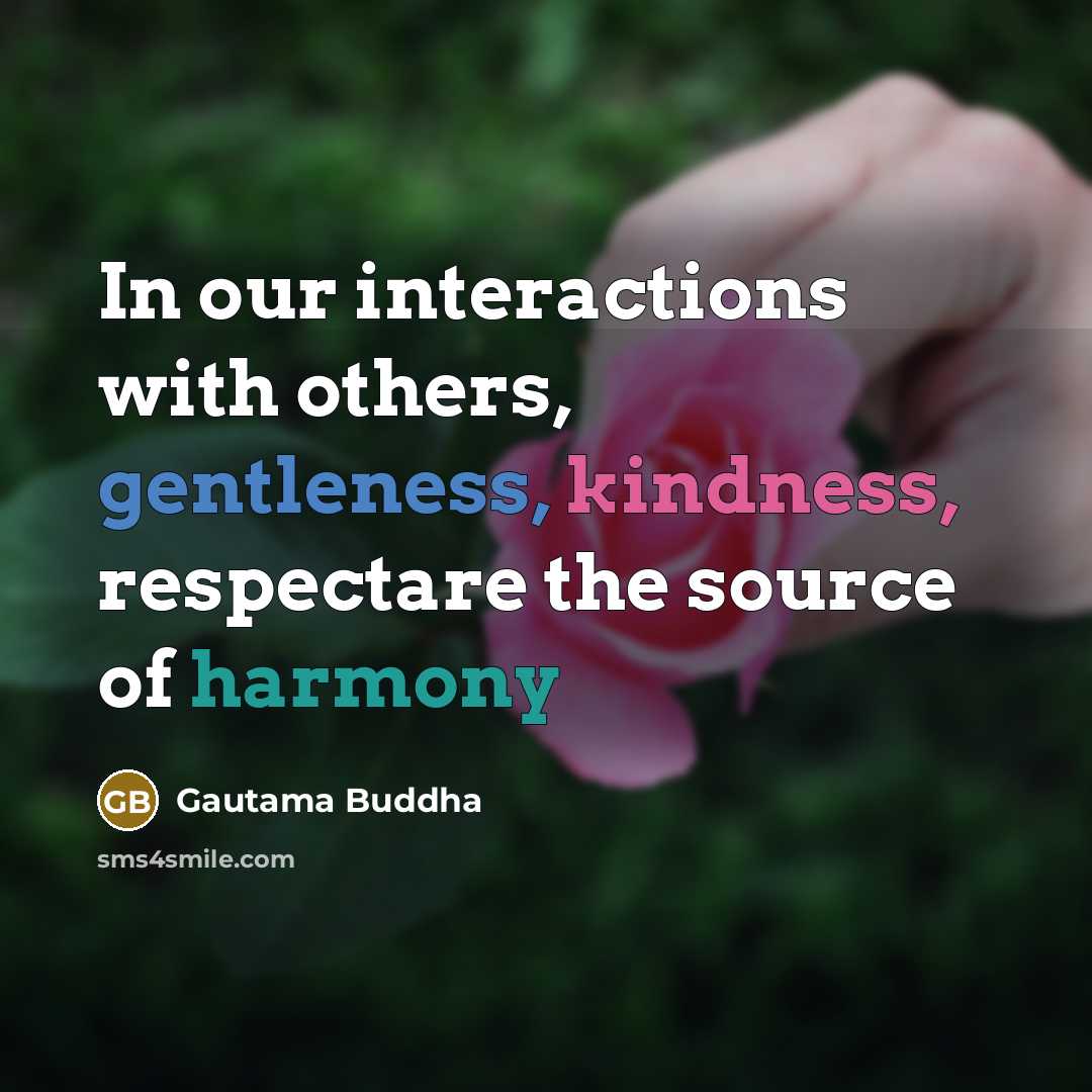 “In our interactions with others, gentleness, kindness, respectare the source of harmony” quote by Gautama Buddha