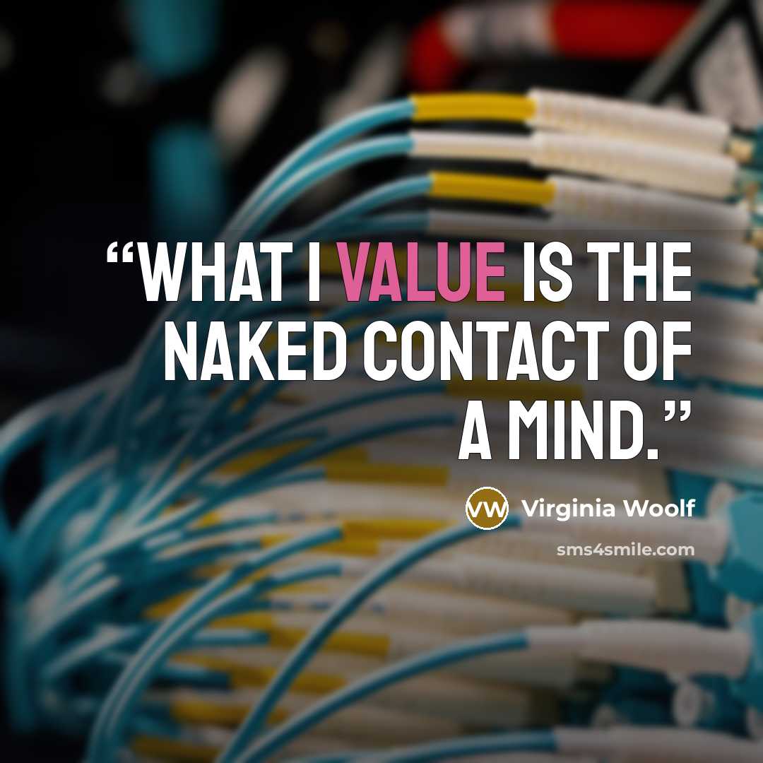 “What I value is the naked contact of a mind.” quote by Virginia Woolf