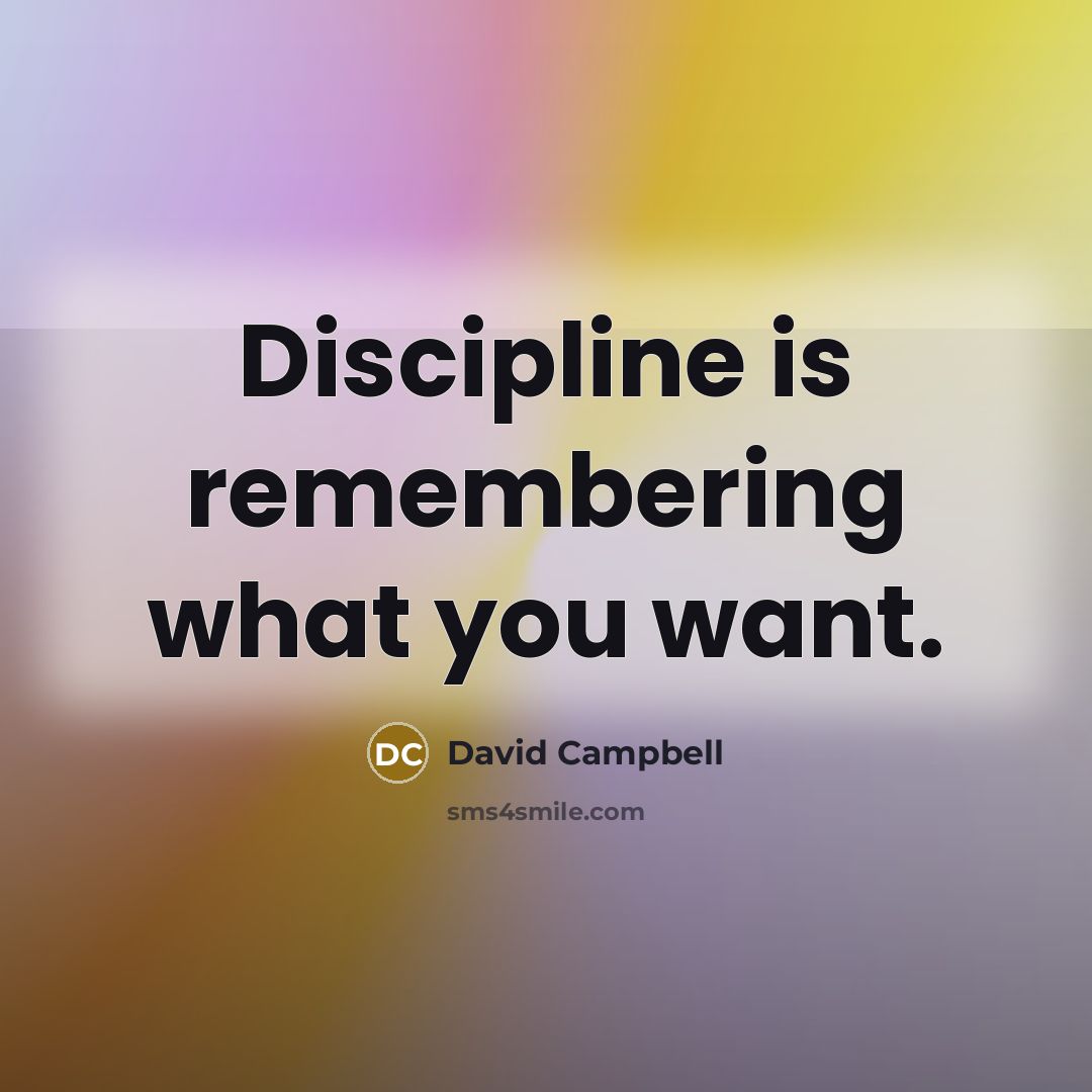 “Discipline is remembering what you want.” quote by David Campbell