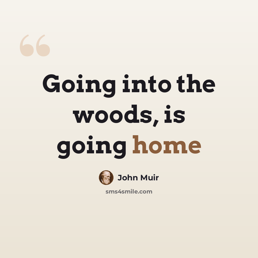 “Going into the woods, is going home” quote by John Muir