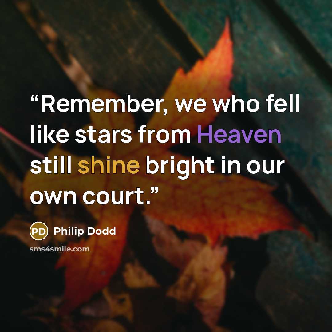 “Remember, we who fell like stars from Heaven still shine bright in our own court.” quote by Philip Dodd