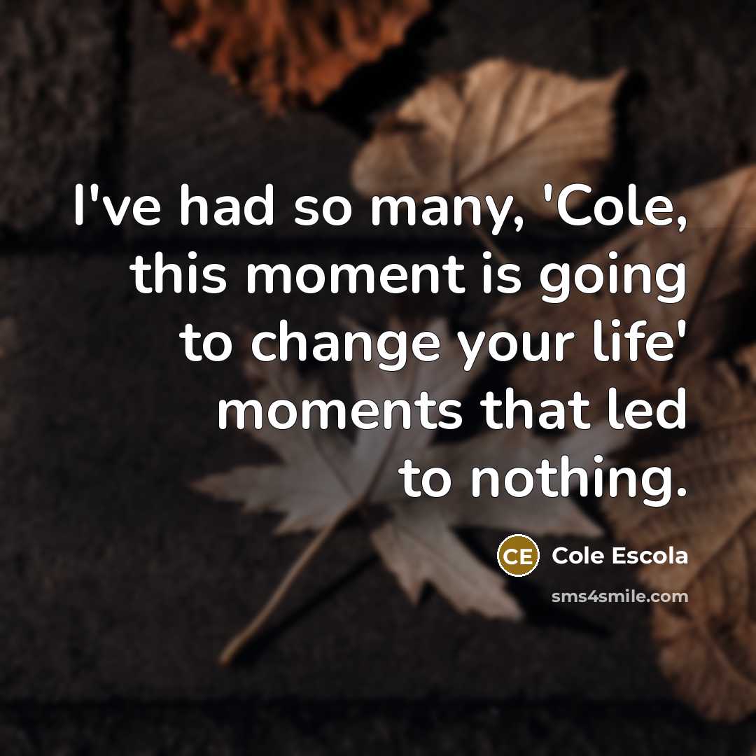 “I've had so many, 'Cole, this moment is going to change your life' moments that led to nothing.” quote by Cole Escola