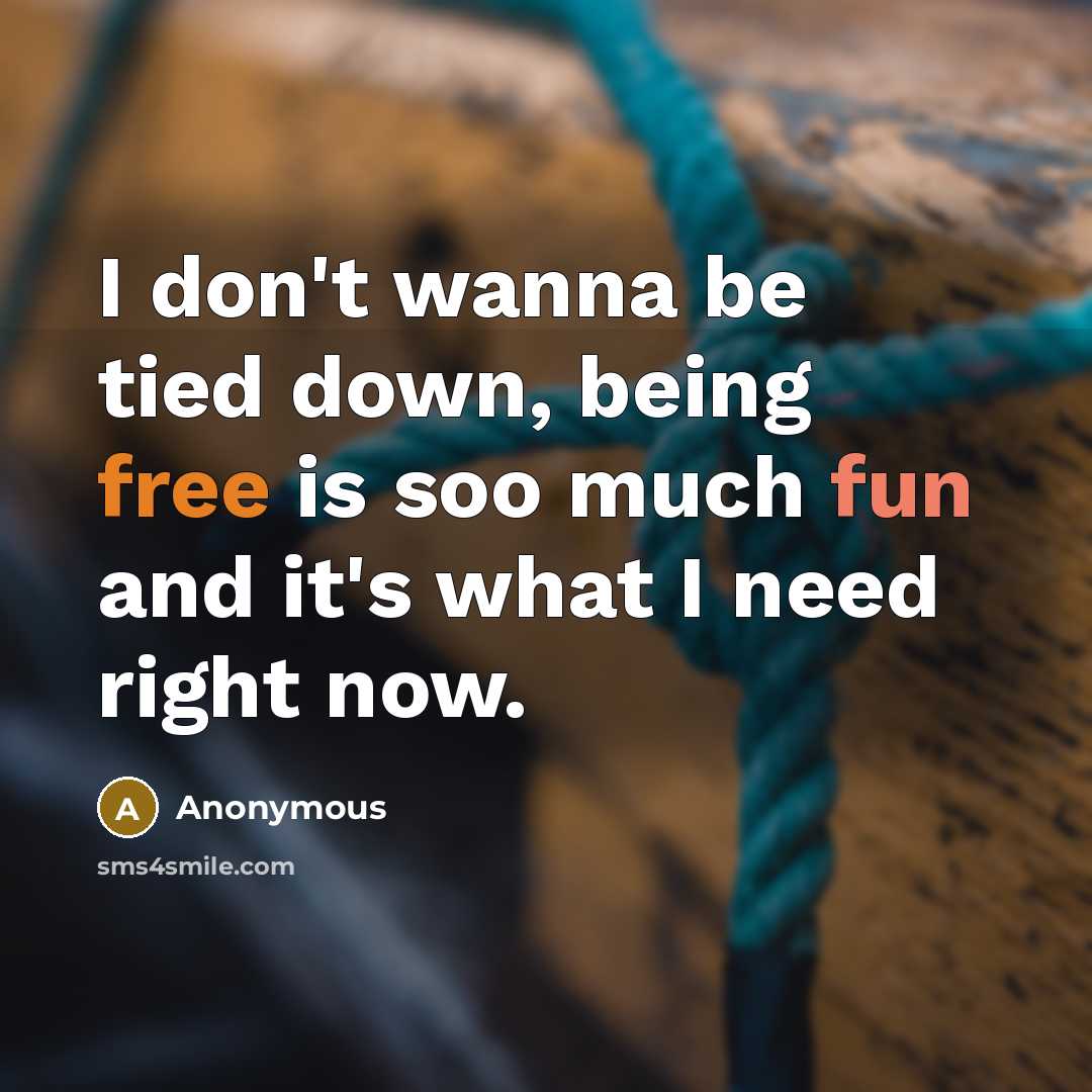 “I don't wanna be tied down, being free is soo much fun and it's what I need right now.” quote by Anonymous