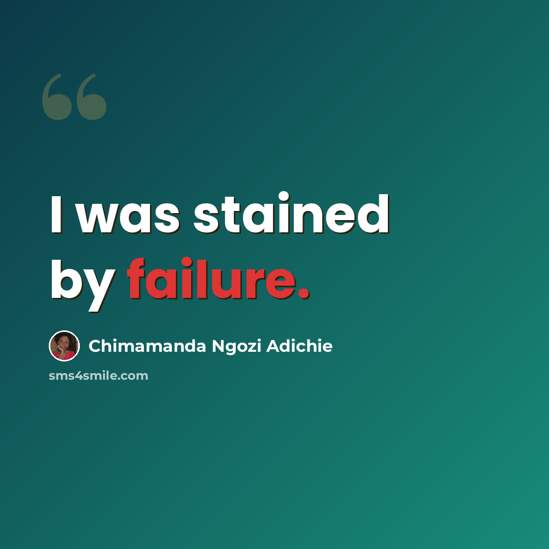 “I was stained by failure.” quote by Chimamanda Ngozi Adichie