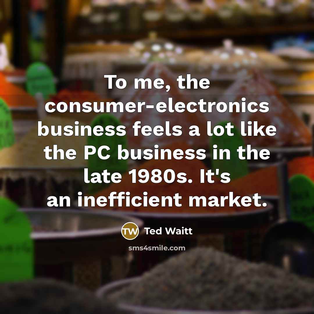 “To me, the consumer-electronics business feels a lot like the PC business in the late 1980s. It's an inefficient market.” quote by Ted Waitt