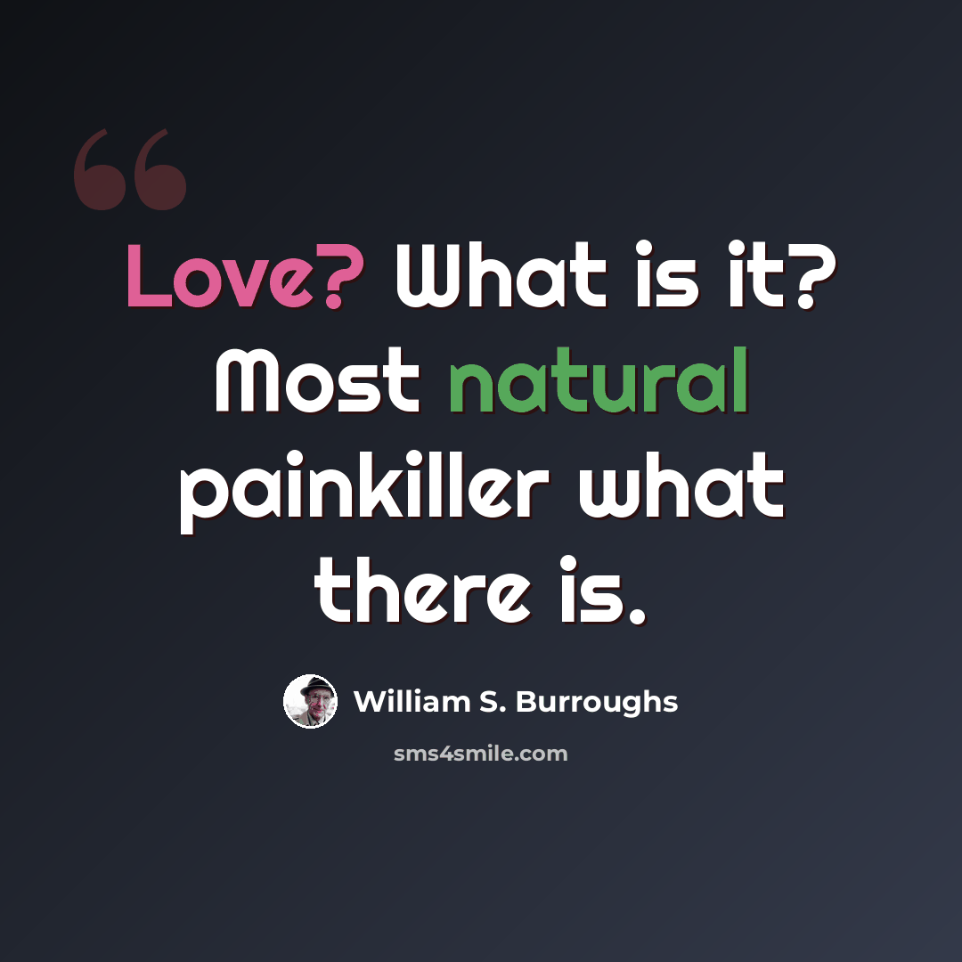 “Love? What is it? Most natural painkiller what there is.” quote by William S. Burroughs