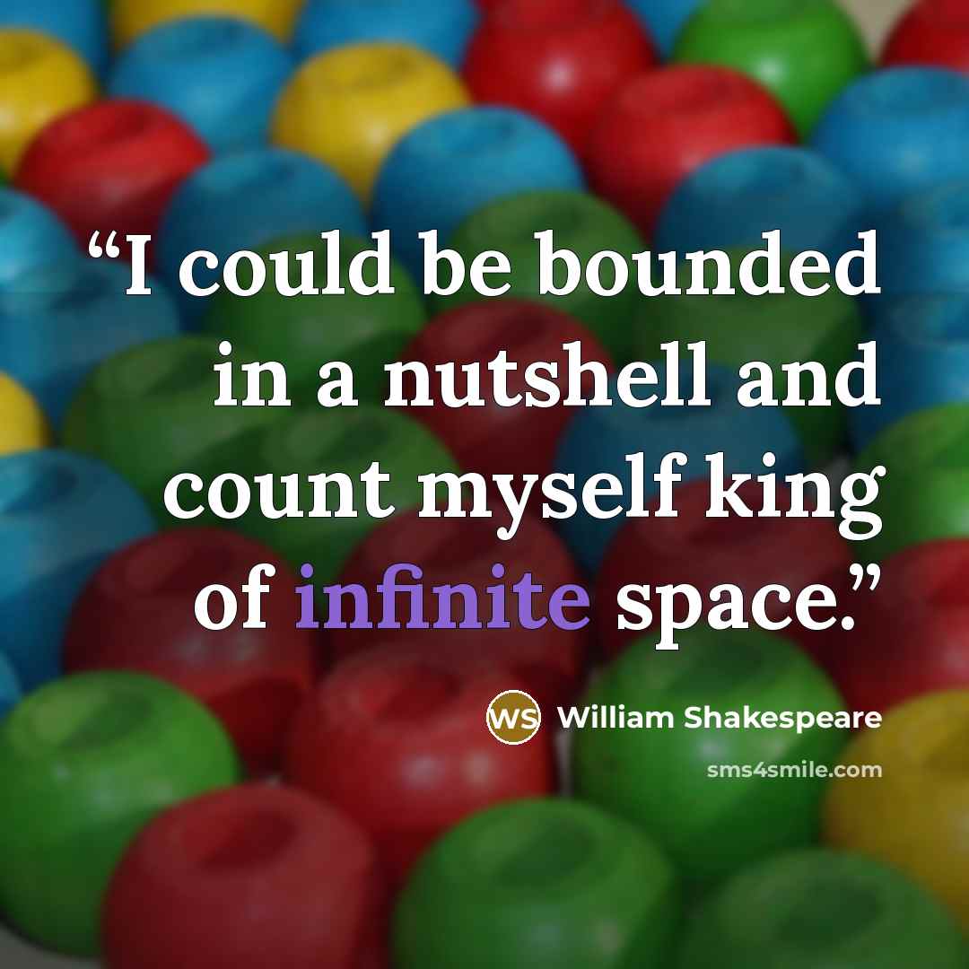 “I could be bounded in a nutshell and count myself king of infinite space.” quote by William Shakespeare