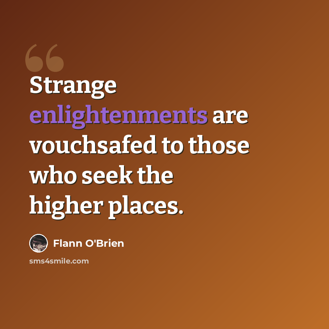 “Strange enlightenments are vouchsafed to those who seek the higher places.” quote by Flann O'Brien