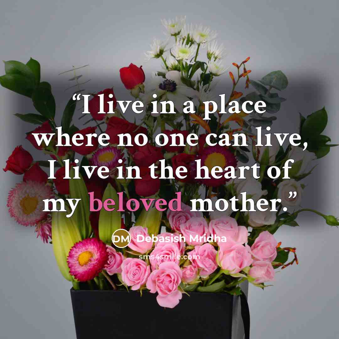 “I live in a place where no one can live, I live in the heart of my beloved mother.” quote by Debasish Mridha
