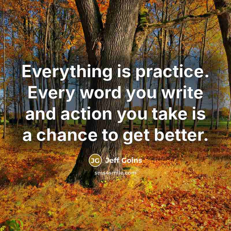 “Everything is practice. Every word you write and action you take is a chance to get better.” quote by Jeff Goins