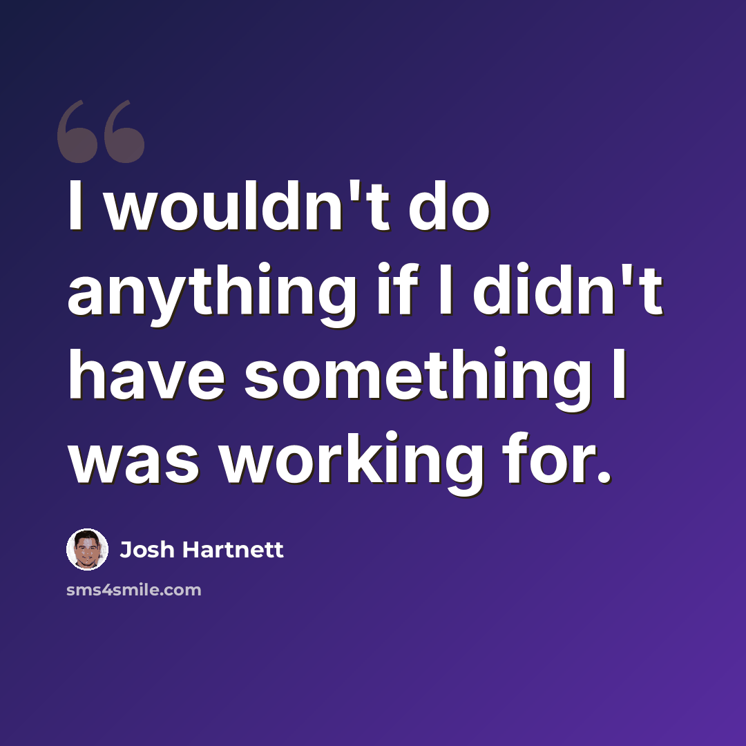 “I wouldn't do anything if I didn't have something I was working for.” quote by Josh Hartnett