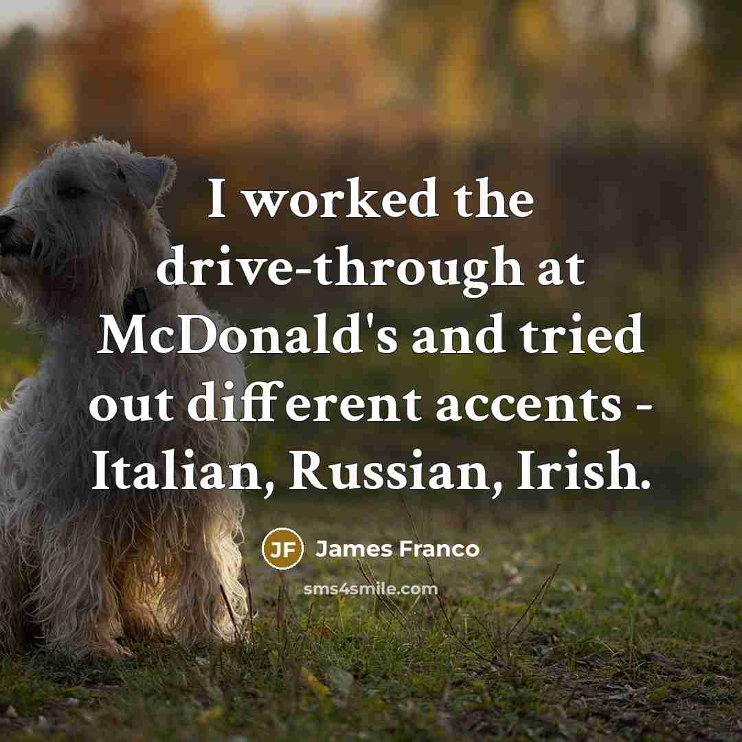 “I worked the drive-through at McDonald's and tried out different accents - Italian, Russian, Irish.” quote by James Franco