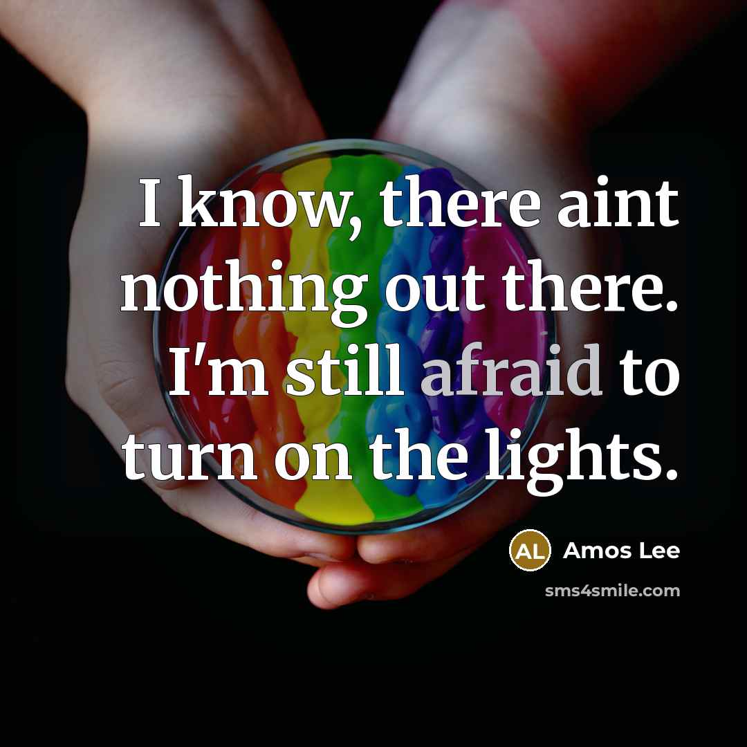 “I know, there aint nothing out there. I'm still afraid to turn on the lights.” quote by Amos Lee