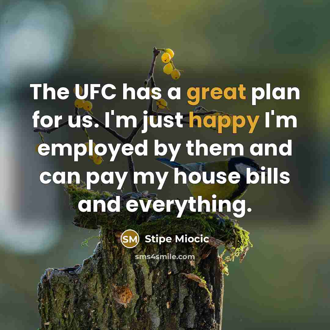 “The UFC has a great plan for us. I'm just happy I'm employed by them and can pay my house bills and everything.” quote by Stipe Miocic