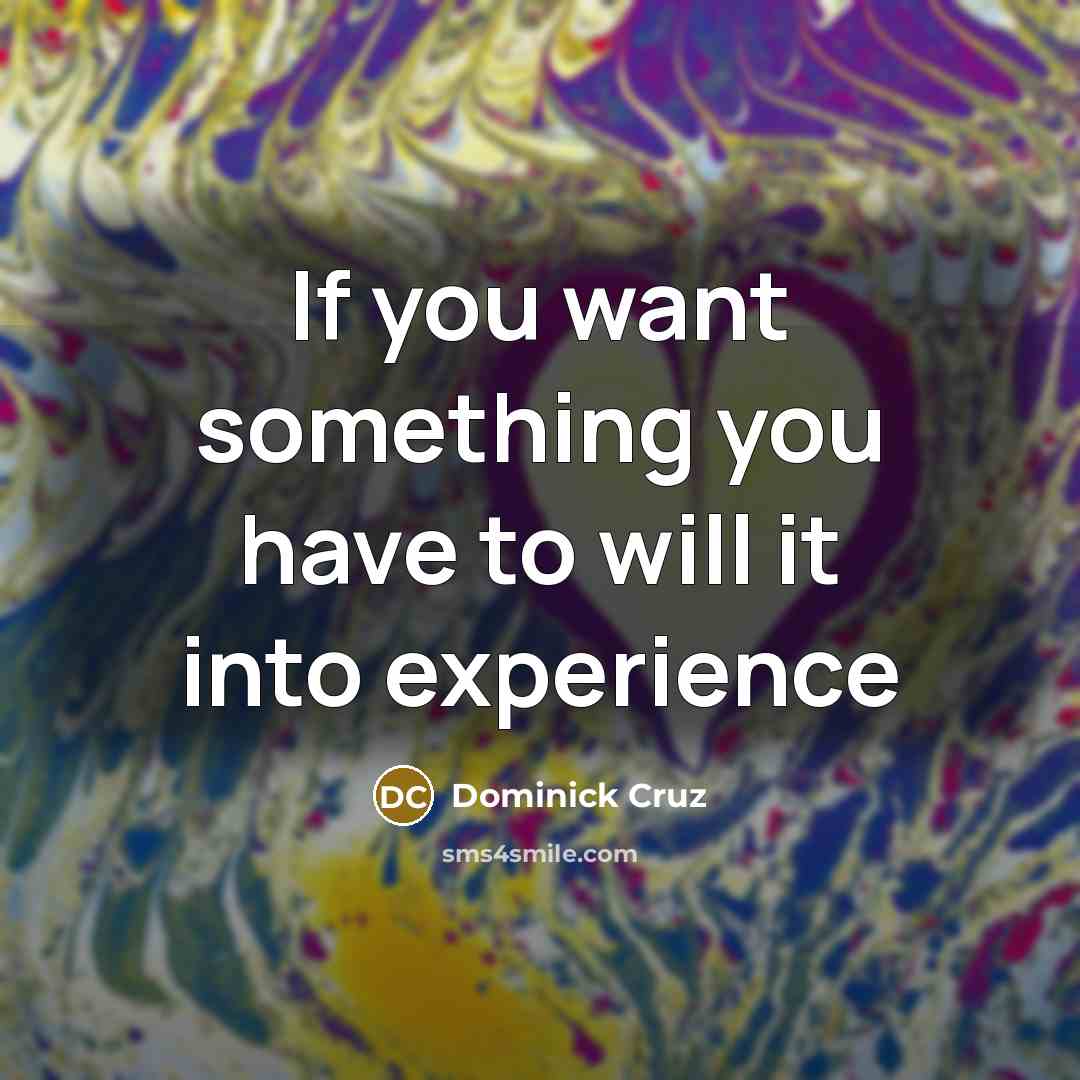 “If you want something you have to will it into experience” quote by Dominick Cruz