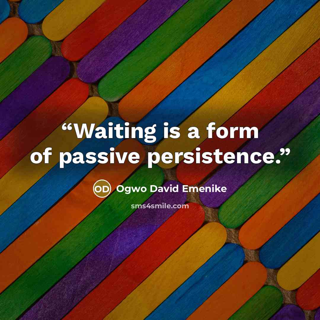 “Waiting is a form of passive persistence.” quote by Ogwo David Emenike