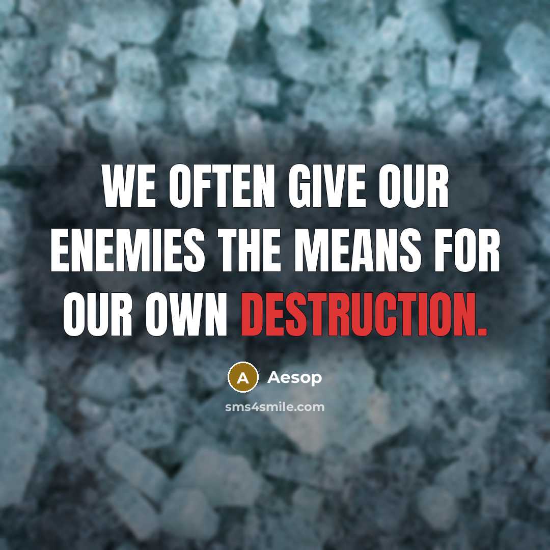 “We often give our enemies the means for our own destruction.” quote by Aesop