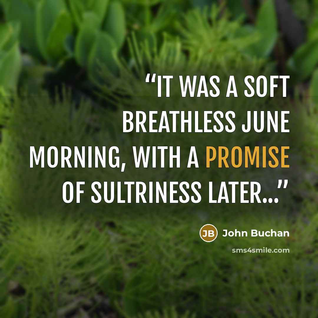 “It was a soft breathless June morning, with a promise of sultriness later...” quote by John Buchan