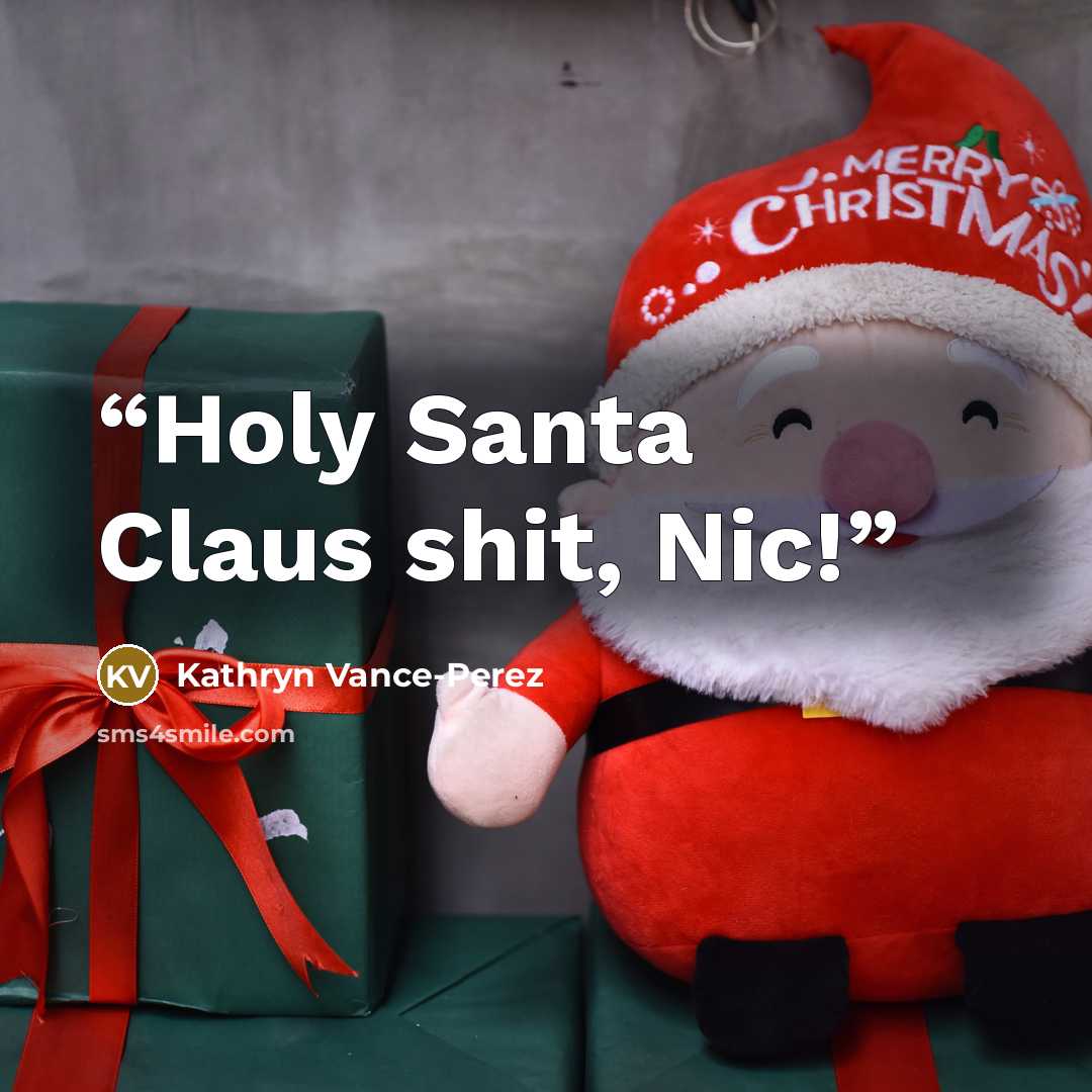 “Holy Santa Claus shit, Nic!” quote by Kathryn Vance-Perez
