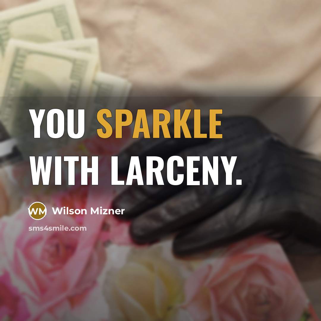 “You sparkle with larceny.” quote by Wilson Mizner