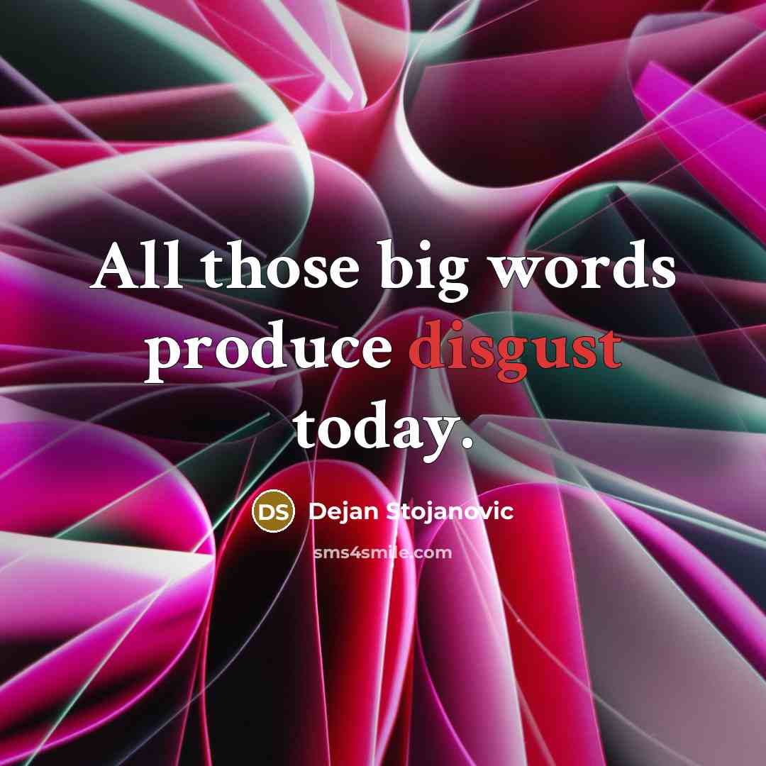 “All those big words produce disgust today.” quote by Dejan Stojanovic
