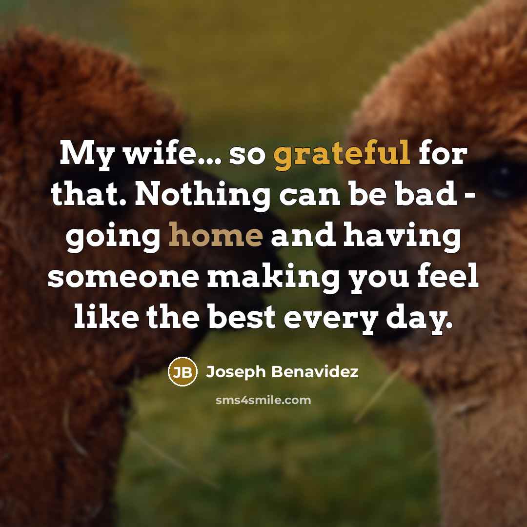 “My wife... so grateful for that. Nothing can be bad - going home and having someone making you feel like the best every day.” quote by Joseph Benavidez