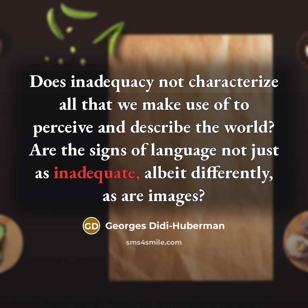“Does inadequacy not characterize all that we make use of to perceive and describe the world? Are the signs of language not just as inadequate, albeit differently, as are images?” quote by Georges Didi-Huberman