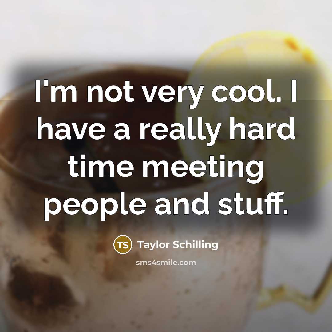 “I'm not very cool. I have a really hard time meeting people and stuff.” quote by Taylor Schilling