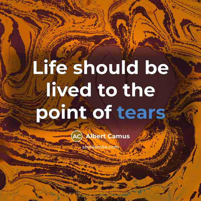 “Life should be lived to the point of tears” quote by Albert Camus