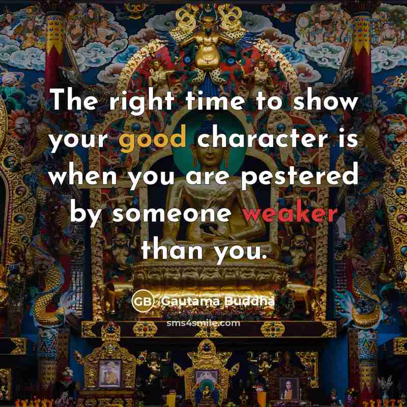 “The right time to show your good character is when you are pestered by someone weaker than you.” quote by Gautama Buddha