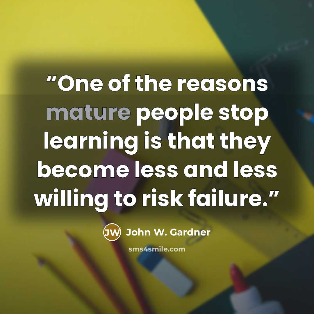 “One of the reasons mature people stop learning is that they become less and less willing to risk failure.” quote by John W. Gardner