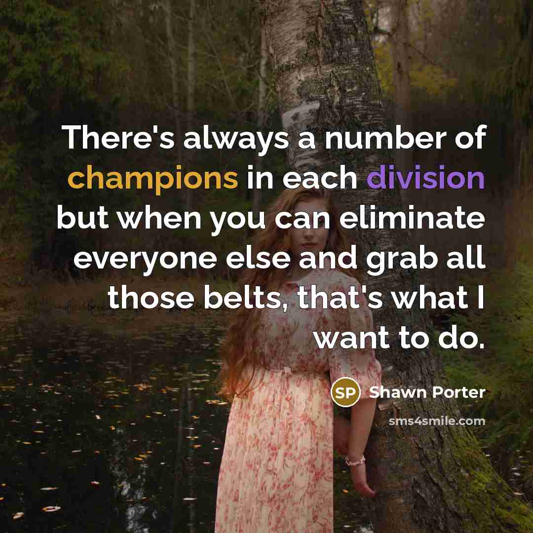 “There's always a number of champions in each division but when you can eliminate everyone else and grab all those belts, that's what I want to do.” quote by Shawn Porter