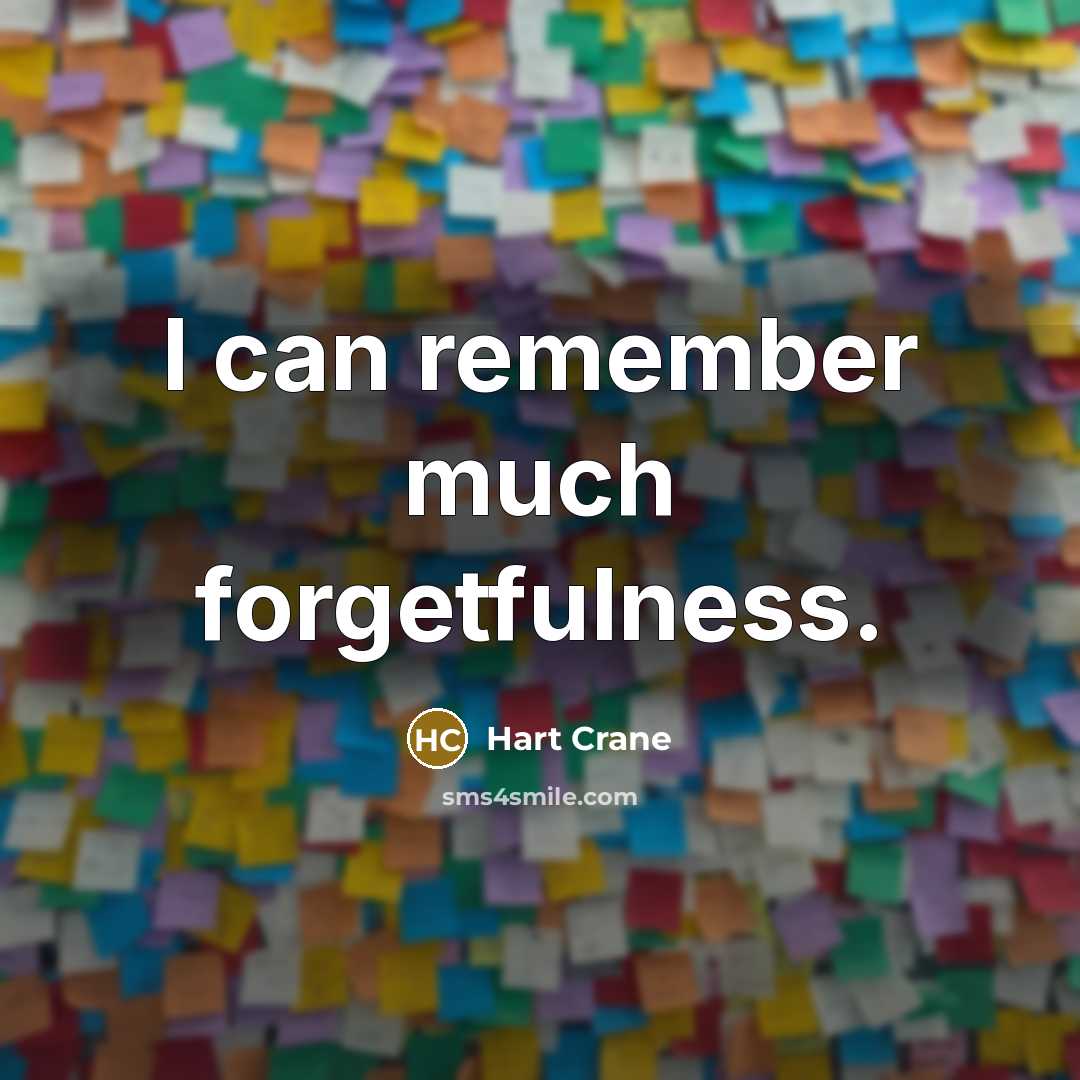 “I can remember much forgetfulness.” quote by Hart Crane