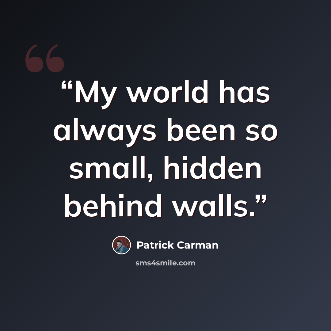 “My world has always been so small, hidden behind walls.” quote by Patrick Carman
