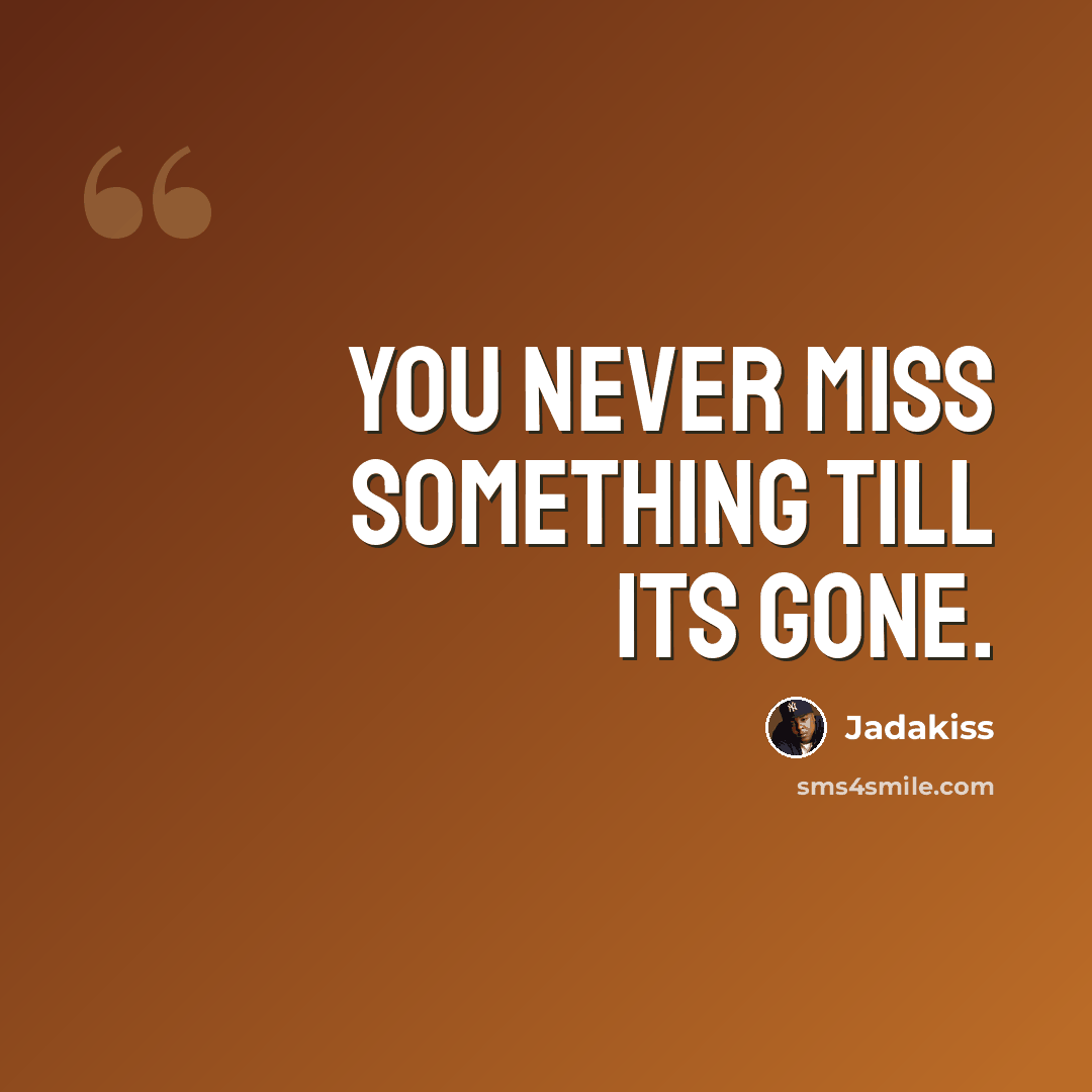 “You never miss something till its gone.” quote by Jadakiss