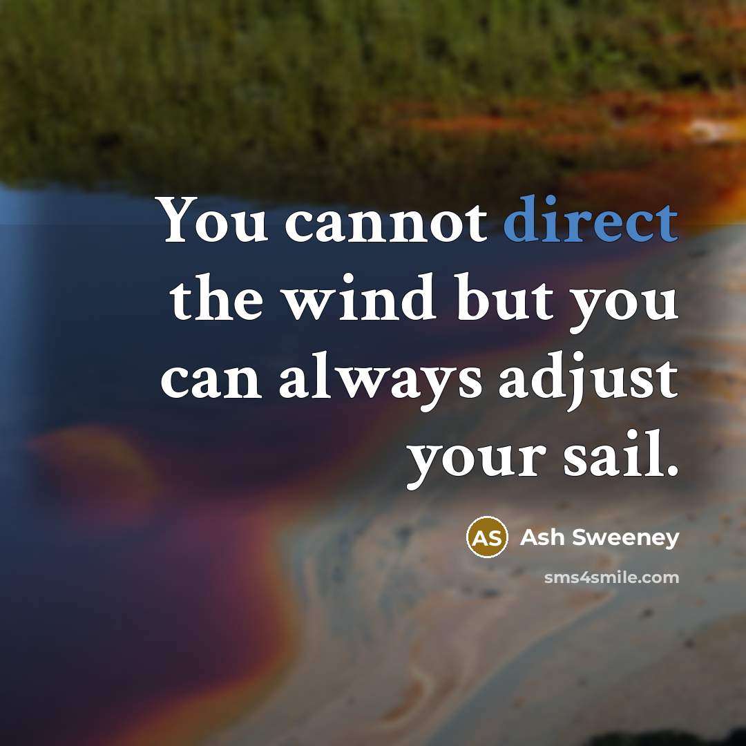 “You cannot direct the wind but you can always adjust your sail.” quote by Ash Sweeney