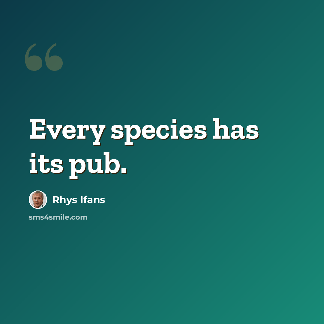 “Every species has its pub.” quote by Rhys Ifans